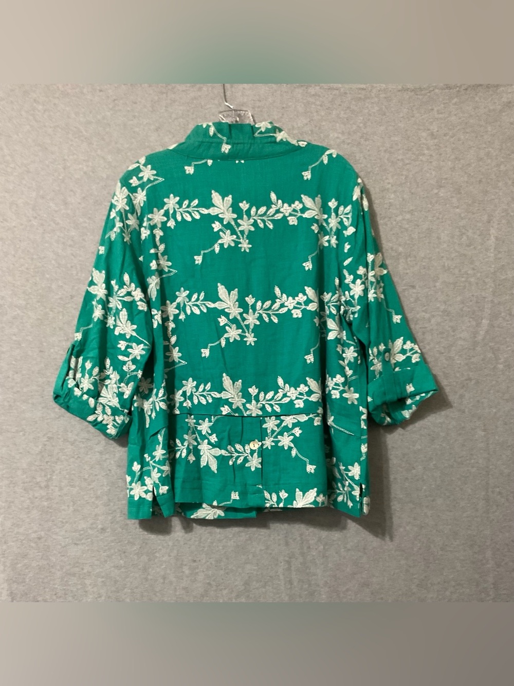 Soft Surroundings Women Green Floral Button-Front Blouse SZ L - Picture 2 of 13